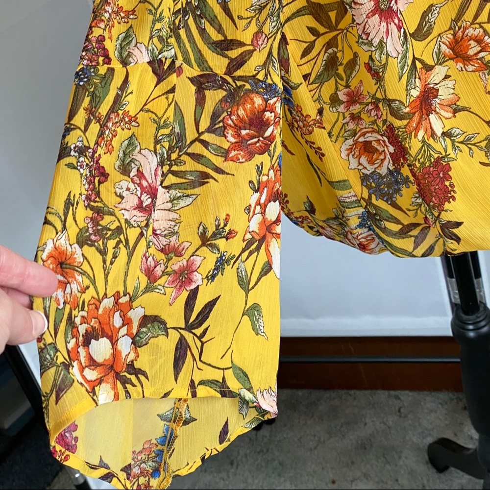 ALYX Yellow Floral Print Woven Blouse Sz XL - Picture 7 of 15